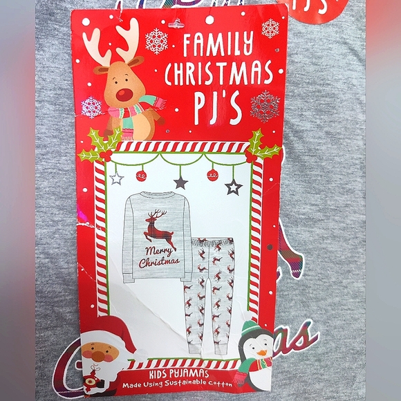 NWT Plaid Reindeer “Merry Christmas” Pajamas – Cozy Kids Holiday Sleepwear - Picture 2 of 5